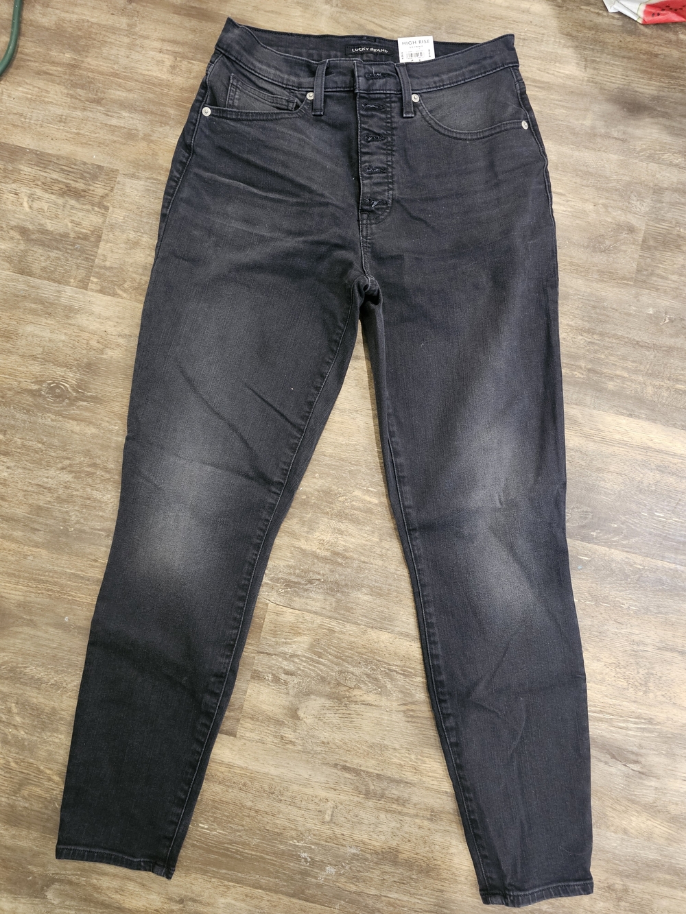 Lucky Brand Washed Black High-Rise Skinny Jeans